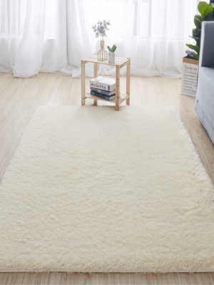 Fluffy & Shaggy Rectangular Homely Shaggy Fur Area Rug cream