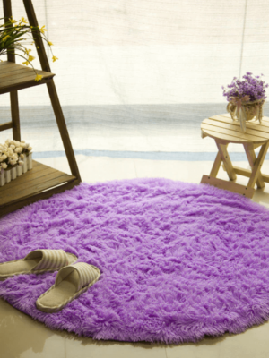 Fluffy & Shaggy Round Solid Shaggy Fur Area Rug purple
