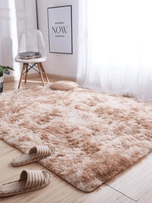 Fluffy and Shaggy Rectangular Rich Shaggy Fur Area Rug beige